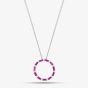 Sterling Silver Red Cubic Zirconia Circle Pendant Necklace S6674
