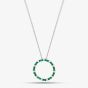 Sterling Silver Green Cubic Zirconia Circle Pendant Necklace S6675