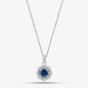 Sterling Silver Blue Cubic Zirconia Halo Pendant Necklace S6678
