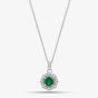 Sterling Silver Green Cubic Zirconia Halo Pendant Necklace S6680