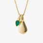 Yellow Gold Tone Green Chalcedony May Birthstone Pendant Necklace P5183