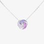 Silver Rhodium Plated Pink & Purple Pave Cubic Zirconia Knot Necklace 8.14.8000