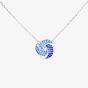 Silver Rhodium Plated Blue Pave Cubic Zirconia Knot Necklace 8.14.8010