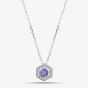 Silver Rhodium Plated Purple Cubic Zirconia Hexagon Halo Pendant Necklace 8.19.2034