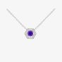 Silver Rhodium Plated Purple Cubic Zirconia Hexagon Halo Pendant Necklace 8.19.2034