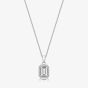 Sterling Silver Emerald Cut Cubic Zirconia Halo Pendant Necklace SPG0027CZ