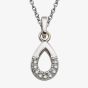 Unique Sterling Silver Cubic Zirconia Open Teardrop Pendant Necklace MK-1005