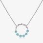 Unique Sterling Silver Blue Topaz Open Circle Pendant Necklace MK-1055BT