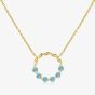 Unique Gold Plated Blue Topaz Open Circle Pendant Necklace MK-1056BT