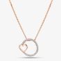 Rose Gold Tone Plated Sterling Silver Cubic Zirconia Open Circle & Heart Pendant 05S2AZP504307