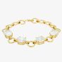 LUXE Silver Gold Plated Oval Cubic Zirconia Belcher Chain Bracelet 8.92.0621
