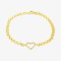 LUXE Silver Gold Plated Cubic Zirconia Open Heart Bismark Bracelet 8.29.7343