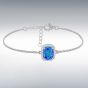 Silver Rectangle Synthetic Blue Opal & White Cubic Zirconia Halo Bracelet 8.20.0300