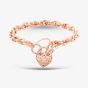 Rose Gold Tone Fancy Prince of Wales Heart Padlock Bracelet SBT1624R