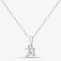 Silver Medium Princess Cut Cubic Zirconia Pendant Necklace ZQP00041
