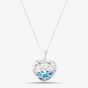 Silver Blue Cubic Zirconia Caged Heart Pendant Necklace SP01420S