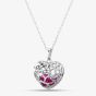 Silver Pink Red Cubic Zirconia Caged Heart Pendant Necklace SP01420R