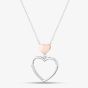 Silver Rose Gold Plated Two Heart Drop Pendant Necklace SPD0620A