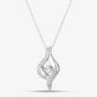 Silver Cubic Zirconia Swirl With Floating Stone Necklace MP02275B