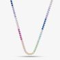 Silver Rhodium Plated Multi Coloured Tennis Necklace 8.19.0240
