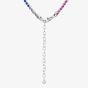 Silver Rhodium Plated Multi Coloured Tennis Necklace 8.19.0240