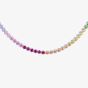 Silver Rhodium Plated Multi Coloured Tennis Necklace 8.19.0240