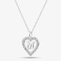 Sterling Silver Cubic Zirconia M Initial Heart Pendant 016-33527/M