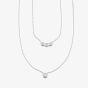 Sterling Silver Bezel Set Cubic Zirconia Double Layer Necklace N4780C