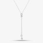 Sterling Silver Cubic Zirconia Pave Barrel & Ball Lariat Necklace N611058
