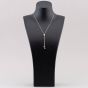 Sterling Silver Cubic Zirconia Pave Barrel & Ball Lariat Necklace N611058