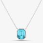 Sterling Silver Asscher-Cut Blue Crystal Necklace N4475T