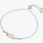 Two Colour Cubic Zirconia Heart Wishbone Toggle Bracelet 2THB019004
