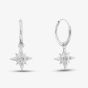 Sterling Silver Cubic Zirconia Pave Starburst Hoop Earrings E6044C