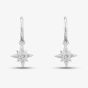 Sterling Silver Cubic Zirconia Pave Starburst Hoop Earrings E6044C