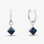 Sterling Silver Blue Crystal Drop Hoop Earrings E6085L