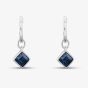 Sterling Silver Blue Crystal Drop Hoop Earrings E6085L