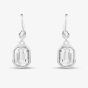 Sterling Silver Asscher-Cut Clear Crystal Drop Earrings E6083C