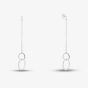 Silver Double Circle Chain Dropper Stud Earrings SE04940A