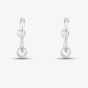 Silver Half Hoop Two Ball Stud Earrings SE06501A