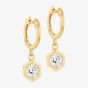 LUXE Silver Gold Plated 25mm Cubic Zirconia Hexagon Dropper Hoop Earrings 8.57.0035