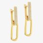 LUXE Silver Gold Plated Cubic Zirconia Paperlink Dropper Earrings 8.58.0392