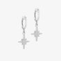 Silver Cubic Zirconia Star Dropper Hoop Earrings 8.52.0019