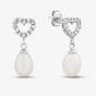 Sterling Silver Cubic Zirconia Heart Pearl Drop Earrings EOW70139FW
