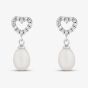 Sterling Silver Cubic Zirconia Heart Pearl Drop Earrings EOW70139FW