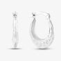Sterling Silver Oval Patterned Creole Hoop Earrings S3041