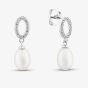 Sterling Silver Cubic Zirconia & Freshwater Pearl Drop Earrings EOW70147FW
