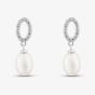 Sterling Silver Cubic Zirconia & Freshwater Pearl Drop Earrings EOW70147FW