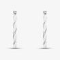 Sterling Silver Rhodium Plated 31mm White Enamel Twister Hoop Earrings 8.51.3143
