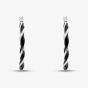 Sterling Silver Rhodium Plated 31mm Black Enamel Twister Hoop Earrings 8.51.3144
