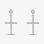 Sterling Silver Rhodium Plated Cross Cubic Zirconia Drop Earrings 8.53.0016